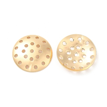 Brass Sieve Ring Settings, Real 18K Gold Plated, 14x2mm, Hole: 1.2mm