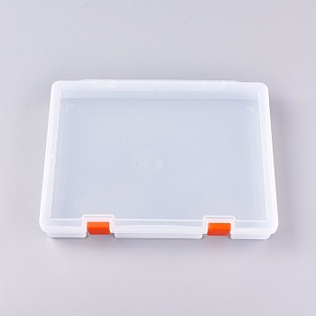 Rectangle Polypropylene(PP) Bead Storage Containers Box, with Hinged Lids, for Small Items and Other Craft Projects, Clear, 25.3x19x3.9cm