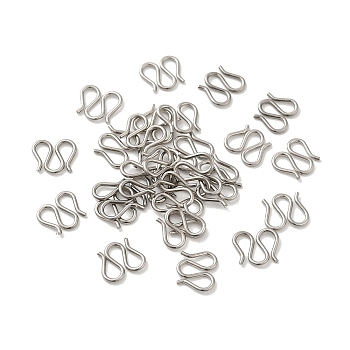 304 Stainless Steel S-hook Clasps, M Clasps, Stainless Steel Color, 7.5x8.5x1mm