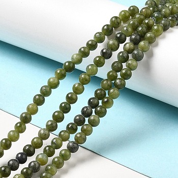 Natural Taiwan Jade Beads, Round, Olive, about 4mm in diameter, hole: 0.8mm, about 88pcs/strand, 15 inch