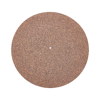 Flat Round Cork Record Mat, for Record Mat Decoration, Musical Instrument Accessories, Coffee, 300x3mm, Hole: 7mm