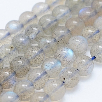 Natural Labradorite Beads Strands, Round, 4mm, Hole: 1mm, about 98pcs/strand, 15.7 inch(40cm)