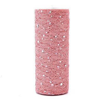 Glitter Sequin Deco Mesh Ribbons, Tulle Fabric, for Wedding Party Decoration, Skirts Decoration Making, Pink, 6 inch(150mm), 10yards/roll