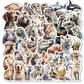 50Pcs Animal PVC Self-Adhesive Cartoon Stickers, Waterproof Decals for Party, Decorative Presents, Scrapbooking, Mixed Color, 56~75.5x36~70x0.2mm