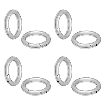Ring Smooth 304 Stainless Steel Spring Gate Rings, O Rings, Snap Clasps, Stainless Steel Color, 9 Gauge, 17x3mm, 4pcs/box