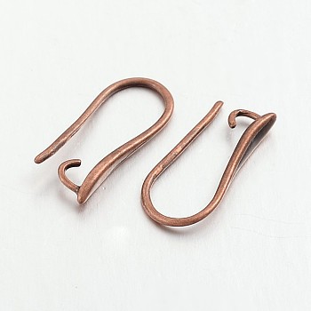 Brass Earring Hooks for Earring Designs, with Horizontal Loop, Lead Free & Cadmium Free, Red Copper, 20.5x8.5x2.5mm, Hole: 2mm, Pin: 1mm