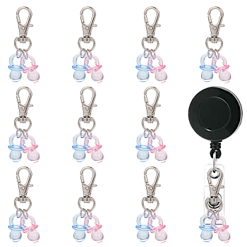10Pcs Nipple Shape Acrylic Badge Reel Pendant Decoration, with Alloy Lobster Claw Clasps, Colorful, 50mm