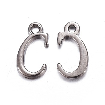 Gunmetal Plated Alloy Letter Pendants, Rack Plating, Letter.C, 15x8x2mm, Hole: 1.5mm