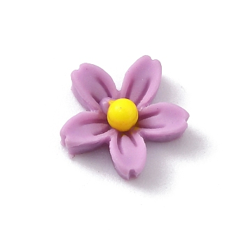 Flower Opaque Resin Cabochons, for Jewelry Making, Old Rose, 7x7.5x2mm