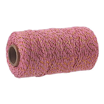 Two Tone Cotton String Threads, Macrame Cord, Decorative String Threads, for DIY Crafts, Gift Wrapping and Jewelry Making, Pale Violet Red, 2mm, about 109.36 Yards(100m)/Roll