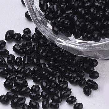 Plated Glass Seed Beads, For Nail Art Decoration, No Hole/Undrilled, Chip, Black, 1~4x1~1.5x1~1.5mm, about 450g/bag