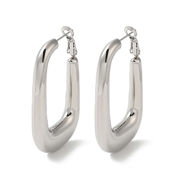 304 Stainless Steel Hoop Earrings for Women, Oval, Stainless Steel Color, 47x6mm