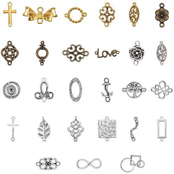 Tibetan Style Alloy Links connectors, Mixed Shapes, Mixed Color, about 70~88pcs/bag