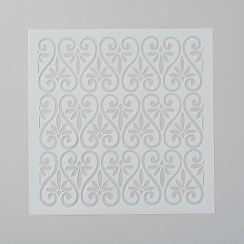 Geometric Plastic Reusable Painting Stencils, Cake Stencils, for Painting on Scrapbook Paper Wall Fabric Floor Furniture Wood and Cakes, White, 13x13x0.01cm
