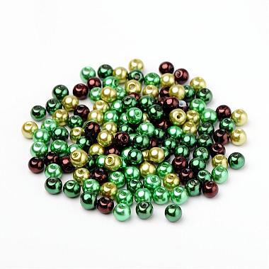 Choc-Mint Mix Pearlized Glass Pearl Beads(HY-X006-6mm-04)-2