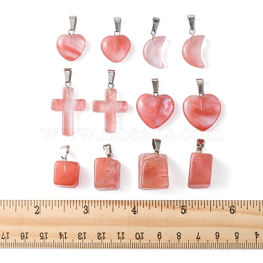12Pcs 5 Styles Cherry Quartz Glass Pendants(G-FS0005-61)-5