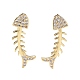 Cubic Zirconia Fishbone Dangle Earrings(EJEW-A069-09G)-1