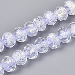 Handmade Foil Lampwork Beads Strands, Rondelle, Faceted, Lilac, 7~8x9.5~10mm, Hole: 1.2~2mm, about 40pcs/strand, 12.20~12.60''(31~32cm)(FOIL-T008-09C)