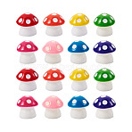 80Pcs 8 colors Resin Home Decorations, Mushroom, Mixed Color, 11x11mm, 10pcs/color(RESI-KS0001-07)
