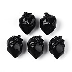 Natural Obsidian Heart Beads, No Hole/Undrilled, 28~31x21~23x18.5~20mm(G-T144-04D)