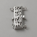 Brass Box Clasps, with Jump Ring, Platinum, 23.5x13x3.5mm, Hole: 2mm(KK-WH0030-09P-01)