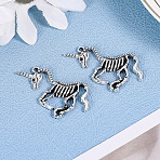 Alloy Pendants, Unicorn Skeleton Charm, with Loop, Antique Silver, 24x42mm(PW-WG4DA26-01)