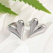 Non-Tarnish 304 Stainless Steel Heart Stud Earrings for Women, Stainless Steel Color, 13.5x11.5mm, Pin: 0.7mm(X-EJEW-F300-09P)