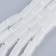 Glass Beads Strands, Imitation Jade, Faceted, Cuboid, White, 6.5~7x3~3.5x3~3.5mm, Hole: 0.5mm, about 80pcs/strand, 20.6~22 inch(52.5~56cm)(EGLA-F123-3x6mm-NB05)