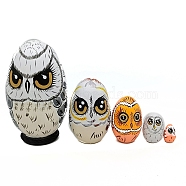Easter Wood New Owl Nesting Egg Display Decorations, for Home Desk Decoration, Colorful, 109x69mm(DJEW-PW0012-017)