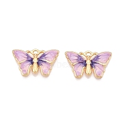 Rack Plating Alloy Enamel Pendants, Cadmium Free & Nickel Free & Lead Free, Light Gold, Butterfly Charm, Plum, 13.5x21.5x2mm, Hole: 1.6mm(ENAM-N056-363KCG-03)