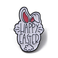 Alloy Rabbit Enamel Pins, Happy Easter Brooch for Easter Gift, Rabbit, 30x20x1.5mm,(JEWB-R021-02C)