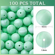 100Pcs Silicone Beads Round Rubber Bead 15MM Loose Spacer Beads for DIY Supplies Jewelry Keychain Making, Aquamarine, 15mm(JX463A)