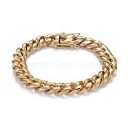 Men's 304 Stainless Steel Cuban Link Chain Bracelets, Golden, 9-1/4 inch(23.5cm)(BJEW-P263-B02-G)