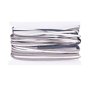 10Pcs Flat PU Leather Cord, for Necklace & Bracelet Making Accessories, Silver, 5x1.5mm(WL-DC0001-02F)