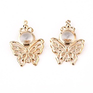 Iron Crystal Rhinestone Pendants, Butterfly, Light Gold, 48.5x34x8mm, Hole: 1.2mm(IFIN-TAC0002-32)