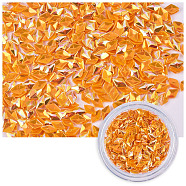 Laser Shining Nail Art Glitter, Manicure Sequins, DIY Sparkly Paillette Tips Nail, Rhombus , Dark Orange, 3.5x2.5x1.5mm, 1g/box(MRMJ-S023-004E)