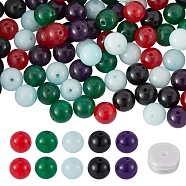 100Pcs 5 Colors DIY Bracelet Making Kits, Including Natural Malaysia Jade Round Beads, Elastic Crystal Thread, Mixed Color, 8mm, Hole: 1mm, 20pcs/color(DIY-SZ0002-71)