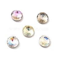 K9 Glass Rhinestone Cabochons, Flat Back & Back Plated, Faceted, Flat Round, Mixed Color, 6x2.5mm(RGLA-F074-C)