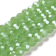 Electroplate Glass Beads Strands, Faceted(32 Facets), Pearl Luster Plated, Round, Dark Sea Green, 10mm, Hole: 1.2mm, about 65~69pcs/strand, 23.03~24.49 inch(58.5~62.2cm)(EGLA-A035-J10mm-A01)