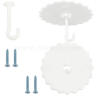 Plastic & Iron Ceiling Hooks, for Hanging Mosquito Net, White, 117.5x118x12mm, 2sets/bag(AJEW-GF0004-93)