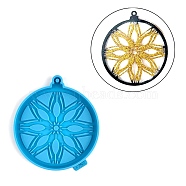 Christmas Themed Big Pendant Silicone Molds, Resin Casting Molds, for UV Resin, Epoxy Resin Craft Making, Flat Round, Snowflake Pattern, 117x104x9mm, Hole: 3.8mm(DIY-L067-B04)