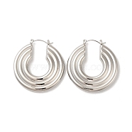 304 Stainless Steel Donut Thick Hoop Earrings, Stainless Steel Color, 41.5x39.5x5.5mm(EJEW-Z022-05P)