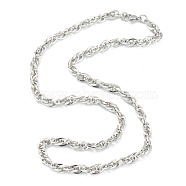 304 Stainless Steel Rope Chain Necklaces, with Lobster Claw Clasps, Stainless Steel Color, 19.80 inch(50.3cm), 5.5mm(NJEW-I245-07E-P)