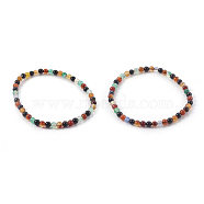 Natural Color Agate Beads Stretch Bracelets, Colorful, 2-1/4 inch(5.7cm)(BJEW-JB04015-02)
