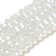 Electroplate Glass Beads Strands, Faceted, Pearl Luster Plated, Round, WhiteSmoke, 6mm, Hole: 1mm, about 98~100pcs/strand, 20.39~20.59 inch(51.8~52.3cm)(EGLA-A035-J6mm-A06)