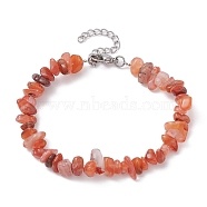 Natural Agate Chips Beaded Bracelet, with 304 Stainless Steel Clasps, 7-1/8 inch(18cm)(BJEW-JB09686-09)