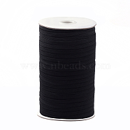 1/4 inch Flat Braided Elastic Rope Cord, Heavy Stretch Knit Elastic with Spool, Black, 6mm, about 190~200yards/roll (570~600 feet/roll)(X-EC-R030-6mm-02)
