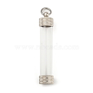 Acrylic Empty Bottle Tube Vial Pendants, with Brass Findings, Platinum, 63.5mm(FIND-D034-01P)