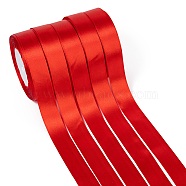 Single Face Satin Ribbon, Polyester Ribbon, Christmas Ribbon, Red, 1 inch(25mm) wide, 25yards/roll(22.86m/roll), 5rolls/group, 125yards/group(114.3m/group)(RC25mmY026)