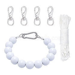 Flagpole Rope Sets, including Nylon Braided Cord, 304 Stainless Steel Swivel Lobster Claw Clasps and PVC Round Beads Flagpole Chain, White, 430mm(DIY-OC0014-37)